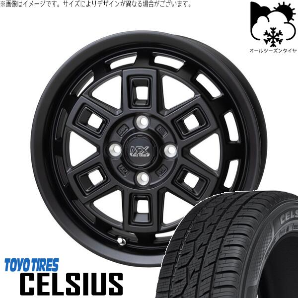 トーヨータイヤ セルシアス 155/65R14 ＋ マッドクロス アイヴァー マットブラック 14インチ 4.5J +45 4H100P オールシーズン・ホイール4本セット。1枚目。