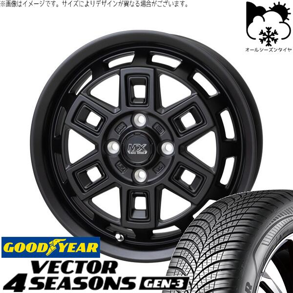 グッドイヤー ベクター4シーズンズ GEN-3 225/55R17 ＋ マッドクロス アイヴァー マットブラック 17インチ 7J +38 5H114.3P オールシーズン・ホイール4本セット。1枚目。
