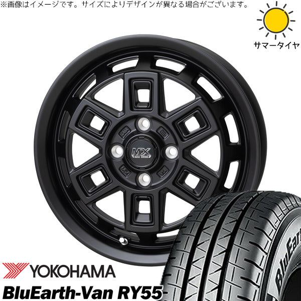 ヨコハマタイヤ ブルーアース バン RY55 145/80R12 ＋ マッドクロス アイヴァー マットブラック 12インチ 4.00B +43 4H100P サマー・ホイール4本セット。1枚目。