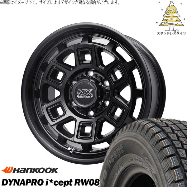 ハンコック ダイナプロ アイセプト RW08 175/80R16 ＋ マッドクロス アイヴァー マットブラック 16インチ 5.5J +20 5H139.7P スタッドレス・ホイール4本セット。1枚目。
