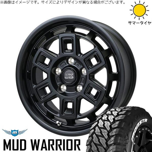 モンスタタイヤ マッドウォーリアー (MUD WARRIOR) 215/70R16 ＋ マッドクロス アイヴァー マットブラック 16インチ 7J +38 5H114.3P サマー・ホイール4本セット。1枚目。