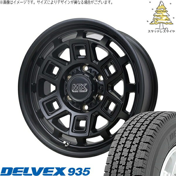 トーヨータイヤ デルベックス 935 195/80R15 ＋ マッドクロス アイヴァー マットブラック 15インチ 6J +44 6H139.7P スタッドレス・ホイール4本セット。1枚目。