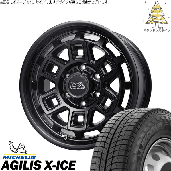 ミシュラン AGILIS X-ICE 195/80R15 ＋ マッドクロス アイヴァー マットブラック 15インチ 6J +44 6H139.7P スタッドレス・ホイール4本セット。1枚目。