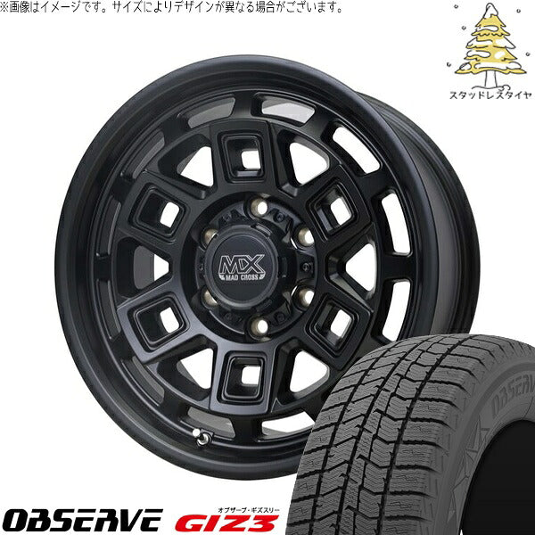トーヨータイヤ オブザーブ GIZ3 215/70R15 ＋ マッドクロス アイヴァー マットブラック 15インチ 6J +33 6H139.7P スタッドレス・ホイール4本セット。1枚目。