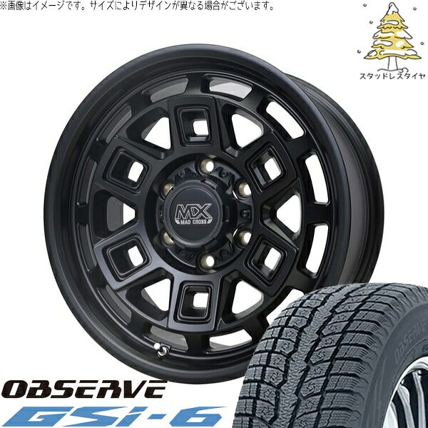 トーヨータイヤ オブザーブ Gsi-6 195/80R15 ＋ マッドクロス アイヴァー マットブラック 15インチ 6J +33 6H139.7P スタッドレス・ホイール4本セット。1枚目。