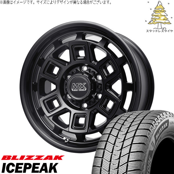 ブリヂストン ブリザック ICEPEAK 215/65R16 ＋ マッドクロス アイヴァー マットブラック 16インチ 6.5J +48 6H139.7P スタッドレス・ホイール4本セット。1枚目。