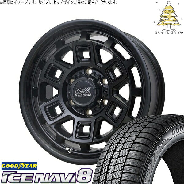 グッドイヤー アイスナビ8 215/65R16 ＋ マッドクロス アイヴァー マットブラック 16インチ 6.5J +48 6H139.7P スタッドレス・ホイール4本セット。1枚目。
