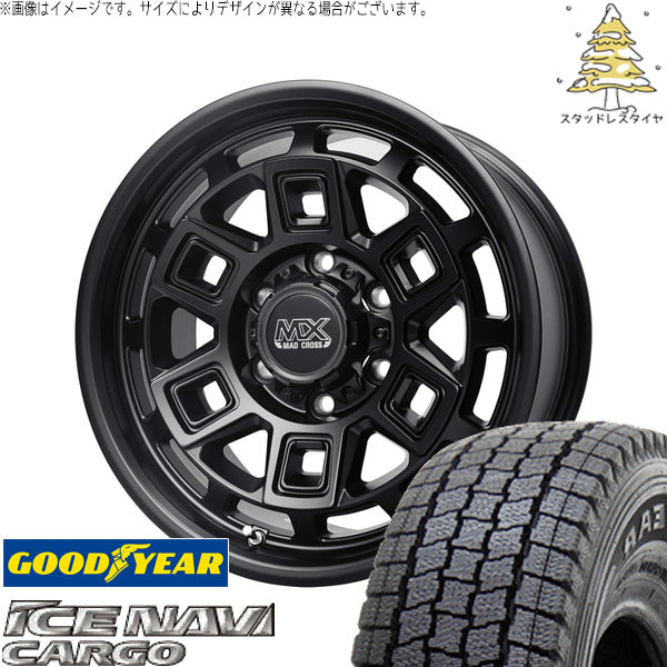 グッドイヤー アイスナビカーゴ 215/70R15 ＋ マッドクロス アイヴァー マットブラック 15インチ 6J +33 6H139.7P スタッドレス・ホイール4本セット。1枚目。