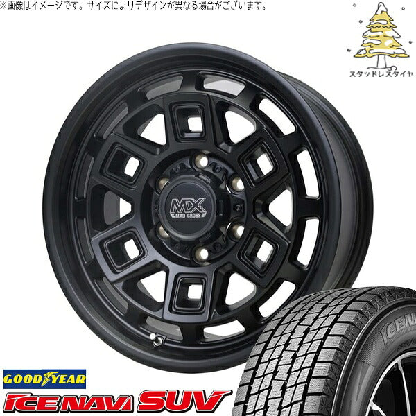 グッドイヤー アイスナビ SUV (ICENAVI SUV) 225/70R16 ＋ マッドクロス アイヴァー マットブラック 16インチ 5.5J +20 5H139.7P スタッドレス・ホイール4本セット。1枚目。