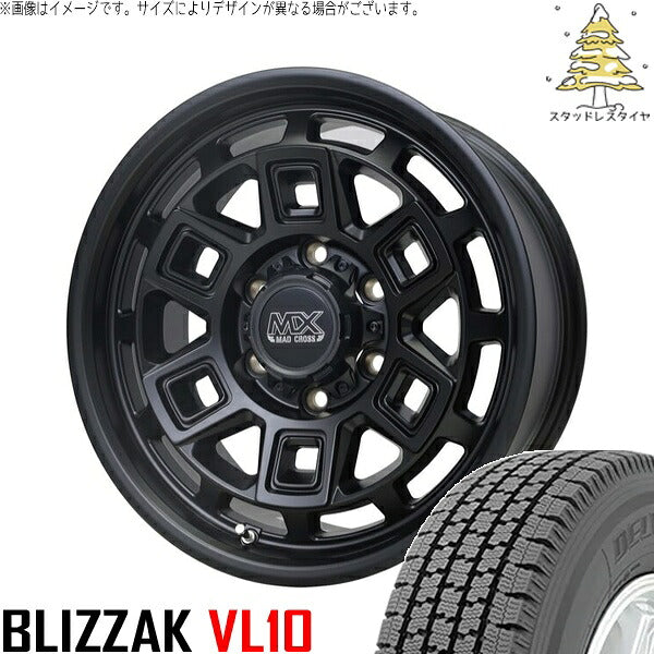 ブリヂストン ブリザック VL10 195/80R15 ＋ マッドクロス アイヴァー マットブラック 15インチ 6J +44 6H139.7P スタッドレス・ホイール4本セット。1枚目。