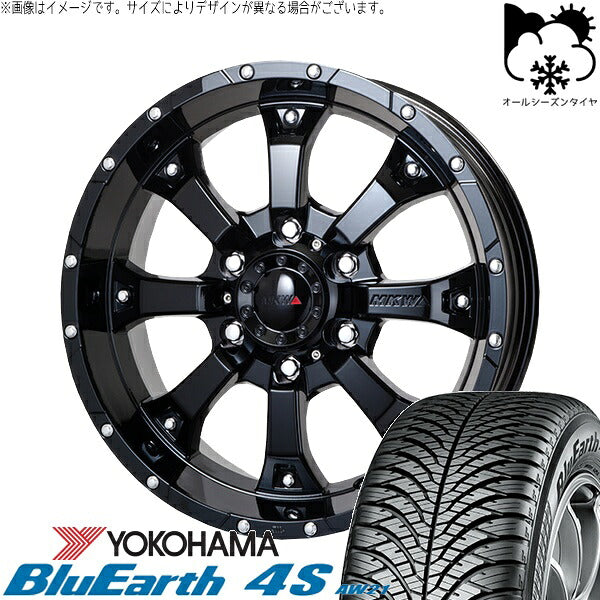 ヨコハマタイヤ ブルーアース4S AW21 215/70R16 ＋ MKW MK-46 グロスブラック 16インチ 7J +35 5H114.3P オールシーズン・ホイール4本セット。1枚目。