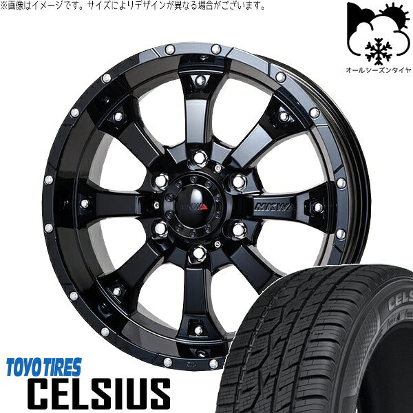 トーヨータイヤ セルシアス 215/65R16 ＋ MKW MK-46 グロスブラック 16インチ 7J +35 5H114.3P オールシーズン・ホイール4本セット。1枚目。