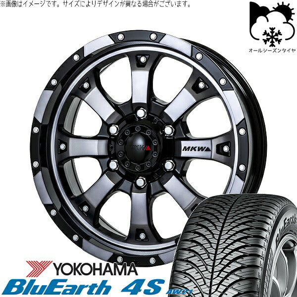 ヨコハマタイヤ ブルーアース4S AW21 215/70R16 ＋ MKW MK-46 ダイヤカットグラファイトクリア 16インチ 7J +42 5H114.3P オールシーズン・ホイール4本セット。1枚目。