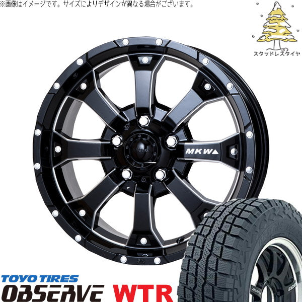 トーヨータイヤ オブザーブ W/T-R 185/85R16 ＋ MKW MK-46 M/L+ ミルドブラック 16インチ 5.5J +22 5H139.7P スタッドレス・ホイール4本セット。1枚目。