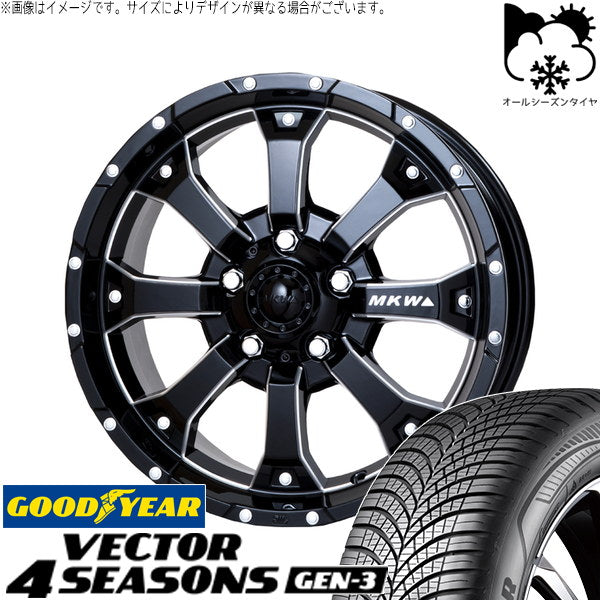 グッドイヤー ベクター4シーズンズ GEN-3 215/60R16 ＋ MKW MK-46 M/L+ ミルドブラック 16インチ 7J +42 5H114.3P オールシーズン・ホイール4本セット。1枚目。