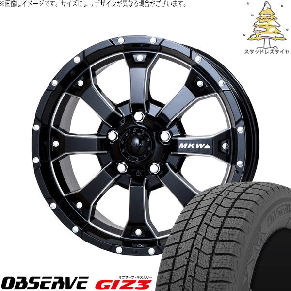 トーヨータイヤ オブザーブ GIZ3 205/60R16 ＋ MKW MK-46 M/L+ ミルドブラック 16インチ 7J +42 5H114.3P スタッドレス・ホイール4本セット。1枚目。