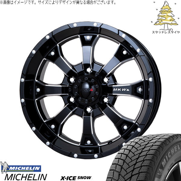 ミシュラン エックスアイス スノー 265/70R17 ＋ MKW MK-46 M/L+ ミルドブラック 17インチ 8J +20 6H139.7P スタッドレス・ホイール4本セット。1枚目。