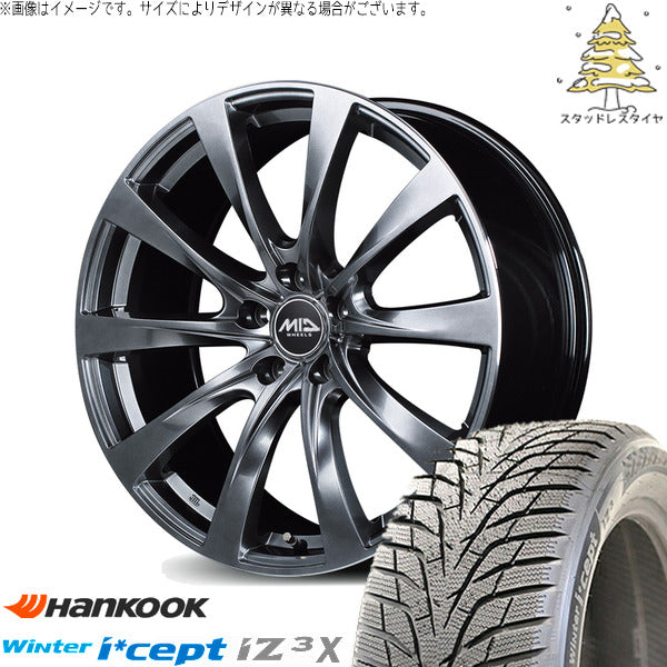 ハンコック ウィンターアイセプト IZ3X W636A 235/60R18 ＋ MIDホイール レフィナーダ モーション2 ハイパーダークシルバー/リムエッジポリッシュ 18インチ 8J +45 5H114.3P スタッドレス・ホイール4本セット。1枚目。