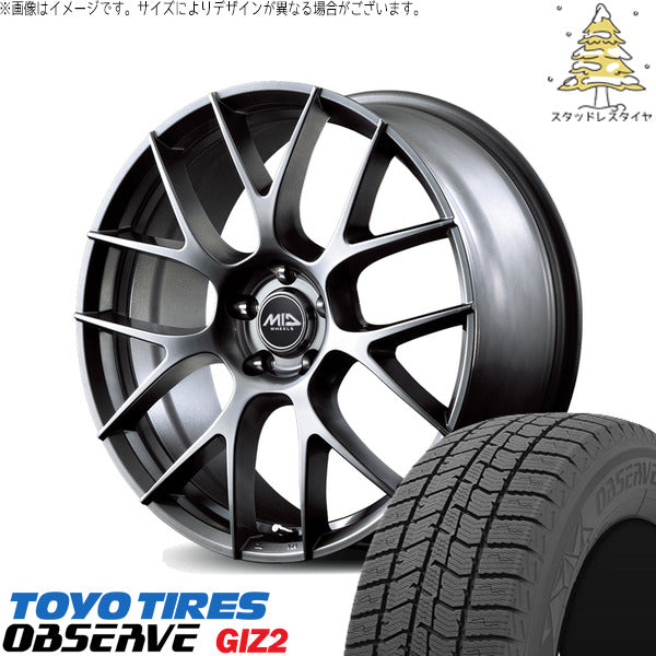 トーヨータイヤ OBSERVE 215/45R18 ＋ MIDホイール レフィナーダ モーション3 ハイパーメタルコート 18インチ 8J +42 5H114.3P スタッドレス・ホイール4本セット。1枚目。
