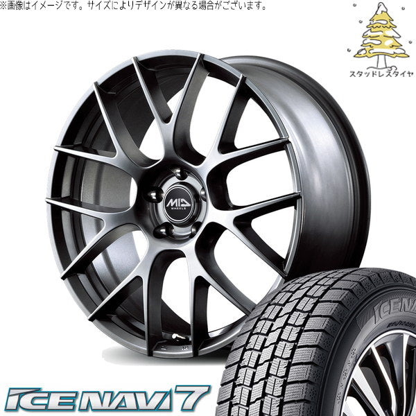 グッドイヤー アイスナビ7 215/40R18 ＋ MIDホイール レフィナーダ モーション3 ハイパーメタルコート 18インチ 8J +42 5H114.3P スタッドレス・ホイール4本セット。1枚目。