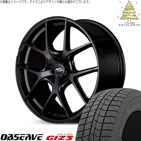 トーヨータイヤ オブザーブ GIZ3 225/45R17 ＋ MIDホイール レフィナーダ モーション4 グロスブラック 17インチ 7J +40 5H114.3P スタッドレス・ホイール4本セット。1枚目。