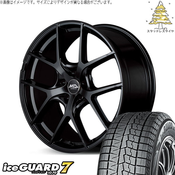 ヨコハマタイヤ アイスガードセブン IG70 245/35R19 ＋ MIDホイール レフィナーダ モーション4 グロスブラック 19インチ 8J +45 5H114.3P スタッドレス・ホイール4本セット。1枚目。