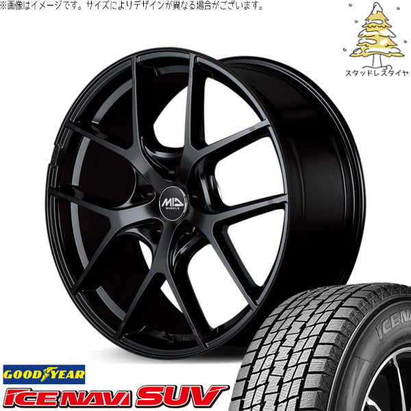 グッドイヤー アイスナビ SUV 225/55R19 ＋ MIDホイール レフィナーダ モーション4 グロスブラック 19インチ 8J +45 5H114.3P スタッドレス・ホイール4本セット。1枚目。