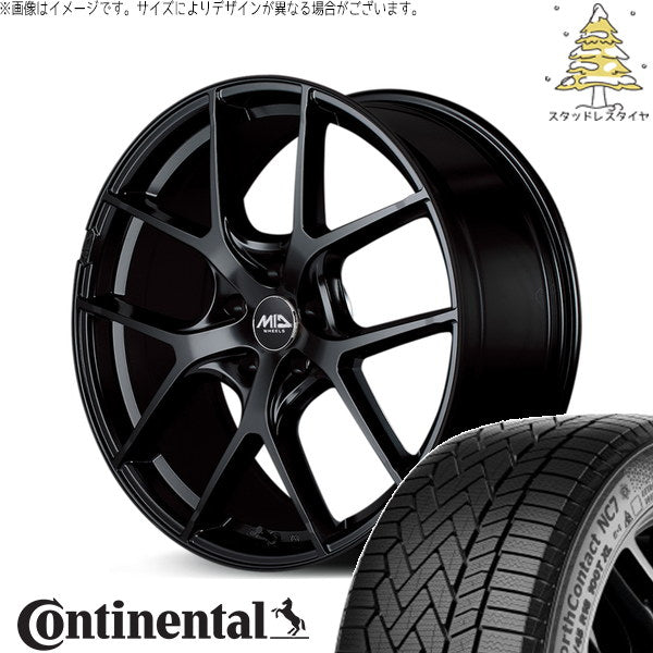 コンチネンタル ノースコンタクト NC7 235/65R17 ＋ MIDホイール レフィナーダ モーション4 グロスブラック 17インチ 7J +40 5H114.3P スタッドレス・ホイール4本セット。1枚目。