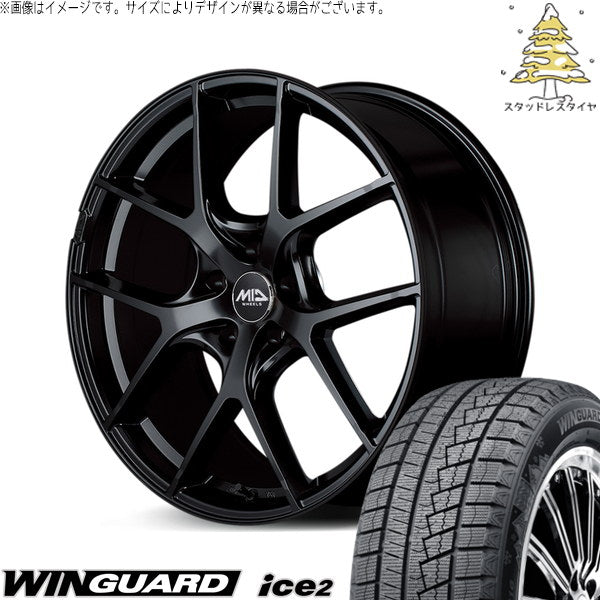 ネクセン ウィンガード アイス2 215/45R17 ＋ MIDホイール レフィナーダ モーション4 グロスブラック 17インチ 7J +40 5H114.3P スタッドレス・ホイール4本セット。1枚目。