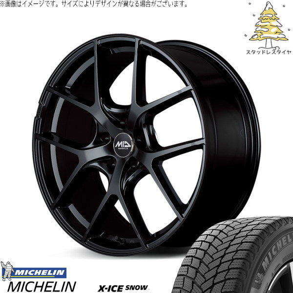 ミシュラン エックスアイス スノー 215/50R18 ＋ MIDホイール レフィナーダ モーション4 グロスブラック 18インチ 8J +42 5H114.3P スタッドレス・ホイール4本セット。1枚目。