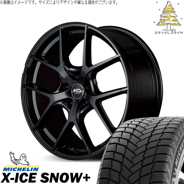 ミシュラン エックスアイス スノー+ 245/45R20 ＋ MIDホイール レフィナーダ モーション4 グロスブラック 20インチ 8.5J +45 5H114.3P スタッドレス・ホイール4本セット。1枚目。