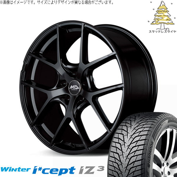 ハンコック ウィンターアイセプト IZ3 W636 225/50R18 ＋ MIDホイール レフィナーダ モーション4 グロスブラック 18インチ 8J +42 5H114.3P スタッドレス・ホイール4本セット。1枚目。