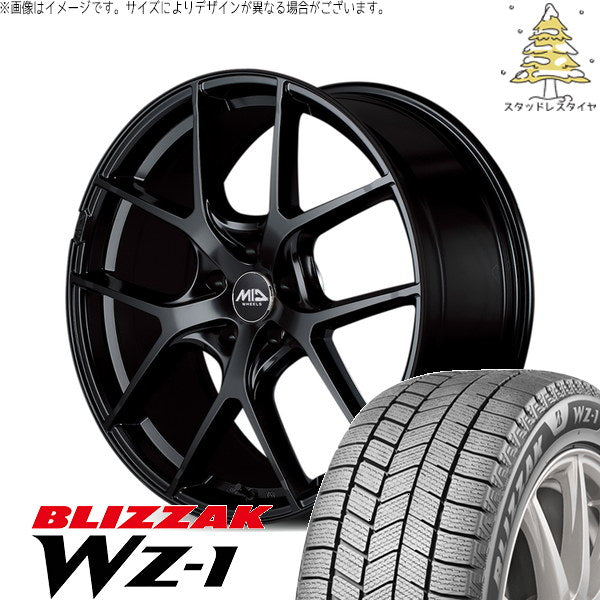 ブリヂストン ブリザック WZ-1 235/45R21 ＋ MIDホイール レフィナーダ モーション4 グロスブラック 21インチ 8J +40 5H114.3P スタッドレス・ホイール4本セット。1枚目。
