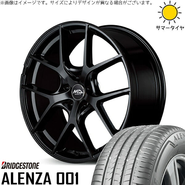 ブリヂストン アレンザ001 (ALENZA001) 235/55R19 ＋ MIDホイール レフィナーダ モーション4 グロスブラック 19インチ 8J +45 5H114.3P サマー・ホイール4本セット。1枚目。