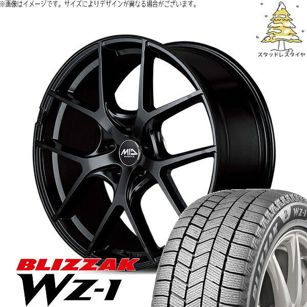ブリヂストン ブリザック WZ-1 (BLIZZAK WZ-1) 235/55R19 ＋ MIDホイール レフィナーダ モーション4 グロスブラック 19インチ 8J +45 5H114.3P スタッドレス・ホイール4本セット。1枚目。