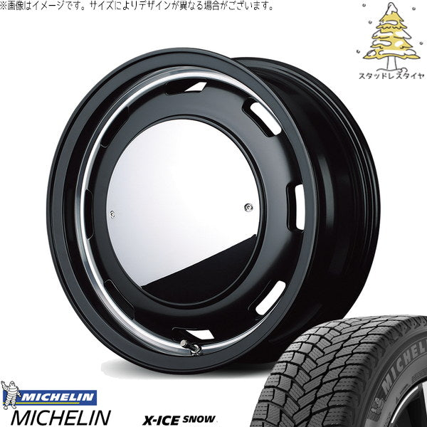 ミシュラン エックスアイス スノー 215/70R16 ＋ MIDホイール ガルシア シスコ ムーン セミグロスブラック/リムヴァーレイポリッシュ 16インチ 6.5J +38 6H139.7P スタッドレス・ホイール4本セット。1枚目。