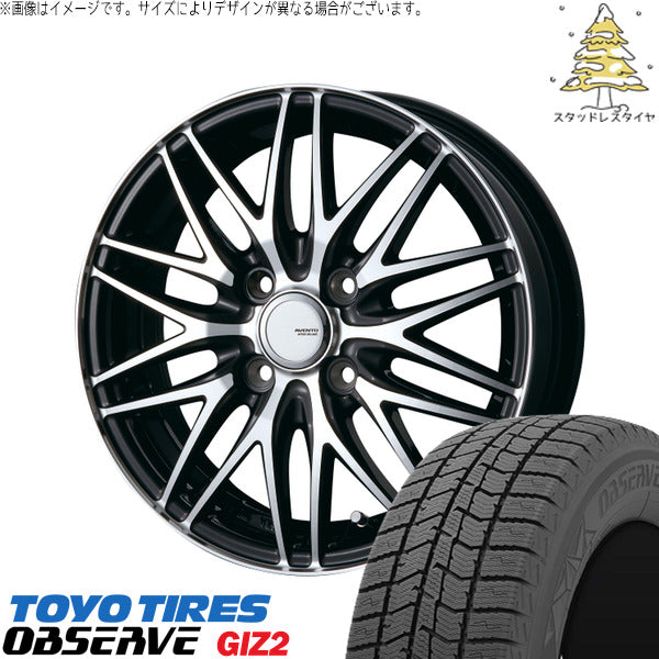 トーヨータイヤ OBSERVE 165/65R14 ＋ アヴェント MR-10 ブラックポリッシュ 14インチ 4.5J +45 4H100P スタッドレス・ホイール4本セット。1枚目。