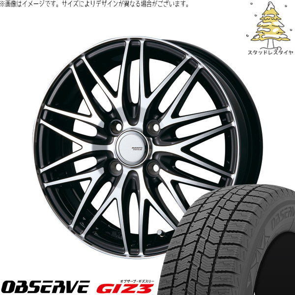 トーヨータイヤ オブザーブ GIZ3 165/65R15 ＋ アヴェント MR-10 ブラックポリッシュ 15インチ 4.5J +45 4H100P スタッドレス・ホイール4本セット。1枚目。