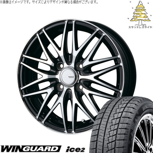 ネクセン ウィンガード アイス2 155/65R14 ＋ アヴェント MR-10 ブラックポリッシュ 14インチ 4.5J +45 4H100P スタッドレス・ホイール4本セット。1枚目。