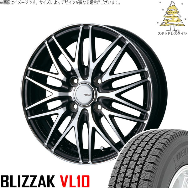 ブリヂストン ブリザック VL10 155/80R14 ＋ アヴェント MR-10 ブラックポリッシュ 14インチ 5.0J +38 4H100P スタッドレス・ホイール4本セット。1枚目。