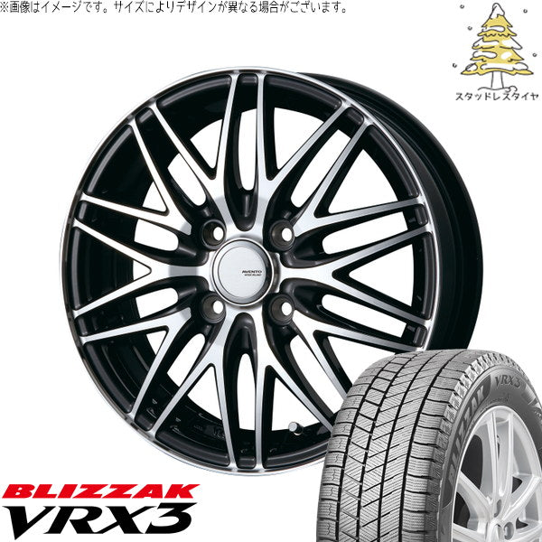 ブリヂストン ブリザック VRX3 175/65R15 ＋ アヴェント MR-10 ブラックポリッシュ 15インチ 4.5J +45 4H100P スタッドレス・ホイール4本セット。1枚目。