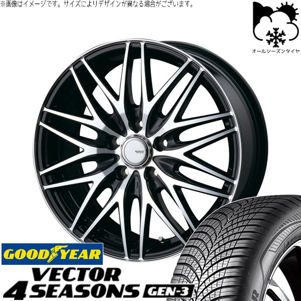 グッドイヤー ベクター4シーズンズ GEN-3 215/55R17 ＋ アヴェント MR-10 ブラックポリッシュ 17インチ 7.0J +48 5H114.3P オールシーズン・ホイール4本セット。1枚目。