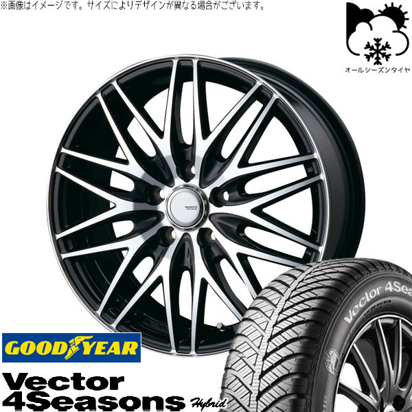 グッドイヤー ベクター4シーズンズ ハイブリッド 205/55R17 ＋ アヴェント MR-10 ブラックポリッシュ 17インチ 7.0J +48 5H114.3P オールシーズン・ホイール4本セット。1枚目。