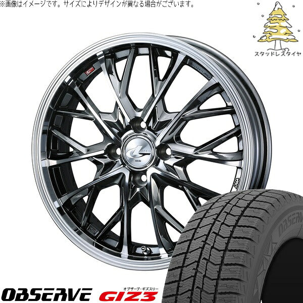 トーヨータイヤ オブザーブ GIZ3 195/50R16 ＋ レオニス MV ブラックメタルコート/ミラーカット 16インチ 6J +50 4H100P スタッドレス・ホイール4本セット。1枚目。