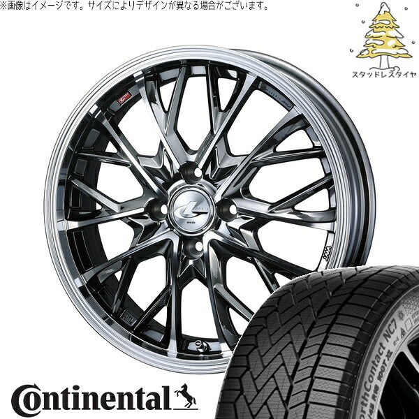 コンチネンタル ノースコンタクト NC7 185/60R15 ＋ レオニス MV ブラックメタルコート/ミラーカット 15インチ 5.5J +43 4H100P スタッドレス・ホイール4本セット。1枚目。