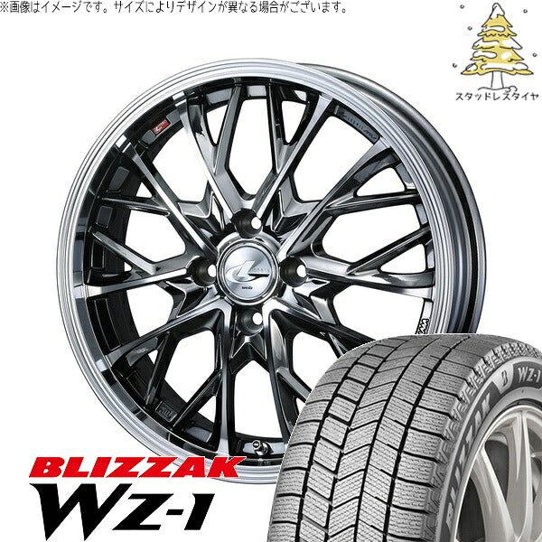 ブリヂストン ブリザック WZ-1 205/55R16 ＋ レオニス MV ブラックメタルコート/ミラーカット 16インチ 6J +42 4H100P スタッドレス・ホイール4本セット。1枚目。