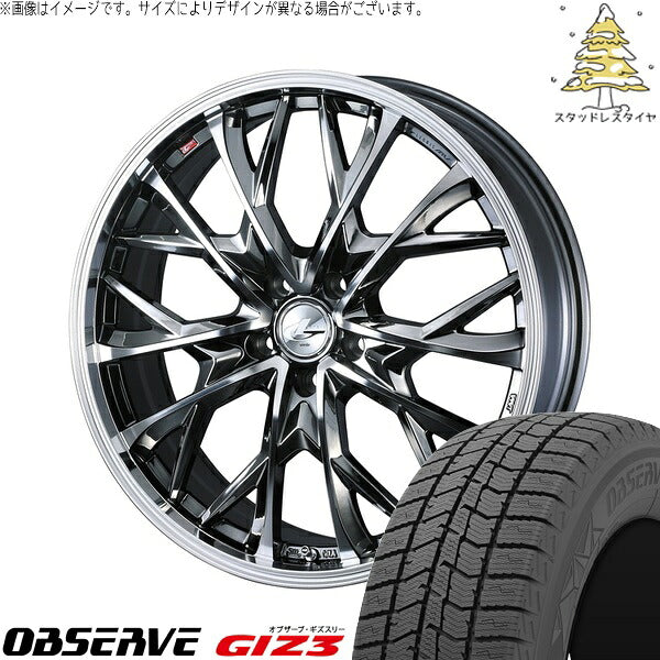 トーヨータイヤ オブザーブ GIZ3 235/55R18 ＋ レオニス MV ブラックメタルコート/ミラーカット 18インチ 8J +42 5H114.3P スタッドレス・ホイール4本セット。1枚目。