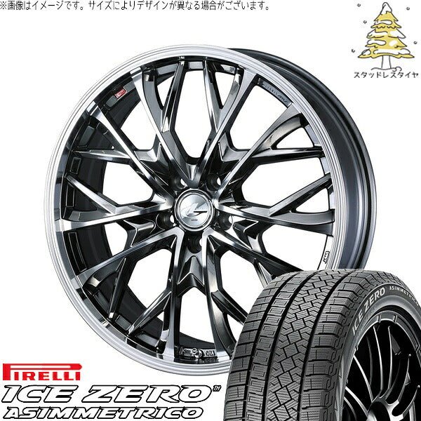 ピレリ アイスゼロアシンメトリコ 215/50R17 ＋ レオニス MV ブラックメタルコート/ミラーカット 17インチ 7J +47 5H100P スタッドレス・ホイール4本セット。1枚目。