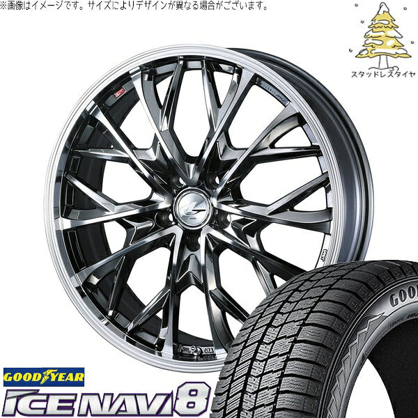 グッドイヤー アイスナビ8 235/55R19 ＋ レオニス MV ブラックメタルコート/ミラーカット 19インチ 8J +43 5H114.3P スタッドレス・ホイール4本セット。1枚目。