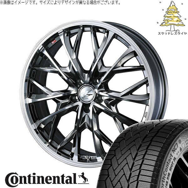 コンチネンタル ノースコンタクト NC7 225/50R18 ＋ レオニス MV ブラックメタルコート/ミラーカット 18インチ 7J +47 5H114.3P スタッドレス・ホイール4本セット。1枚目。